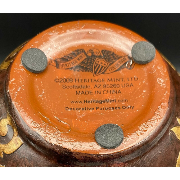 Heritage Mint Ceramic Faux Wood Grain Red Brown Gold Floral Vase 8" 2009 EUC - Picture 7 of 7